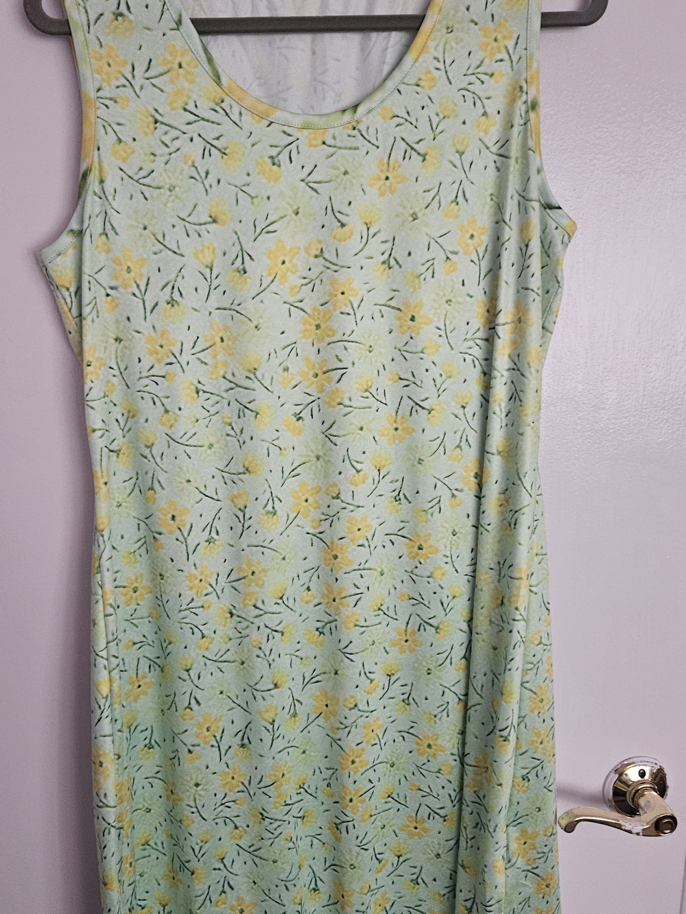 Sleeveless Mint Green Floral Shift Dress - Vintage Style Yellow Flower Print